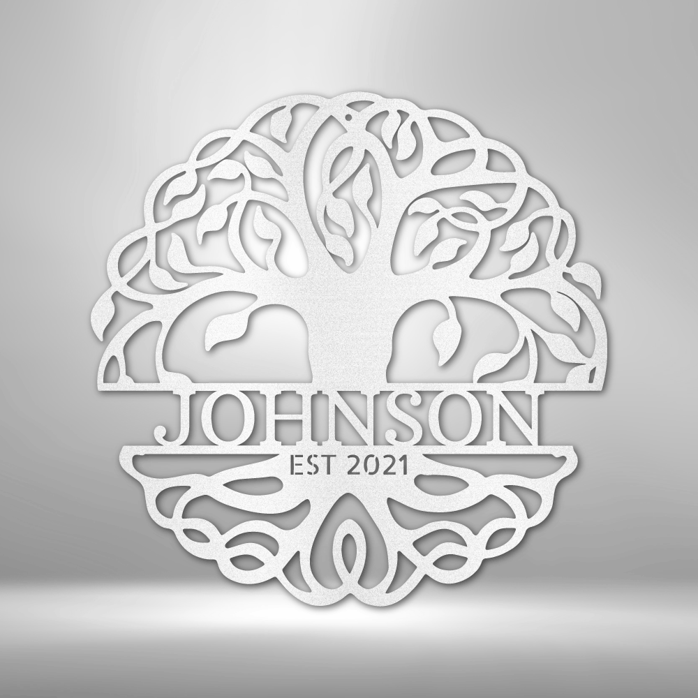 Personalized Fancy Tree of Life Monogram Steel Sign Steel Art Wall Metal Decor-Express Your Love Gifts