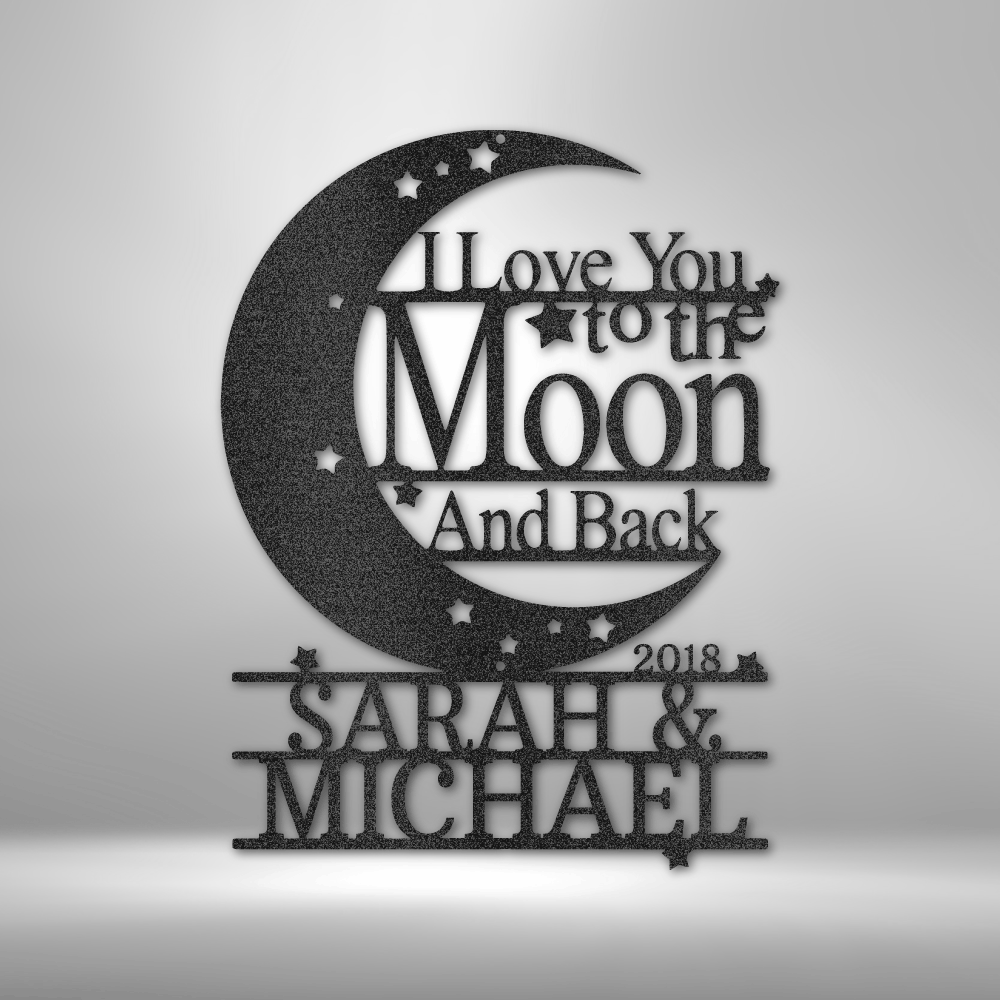 Personalized Moon and Back Monogram Steel Sign Steel Art Wall Metal Decor-Express Your Love Gifts