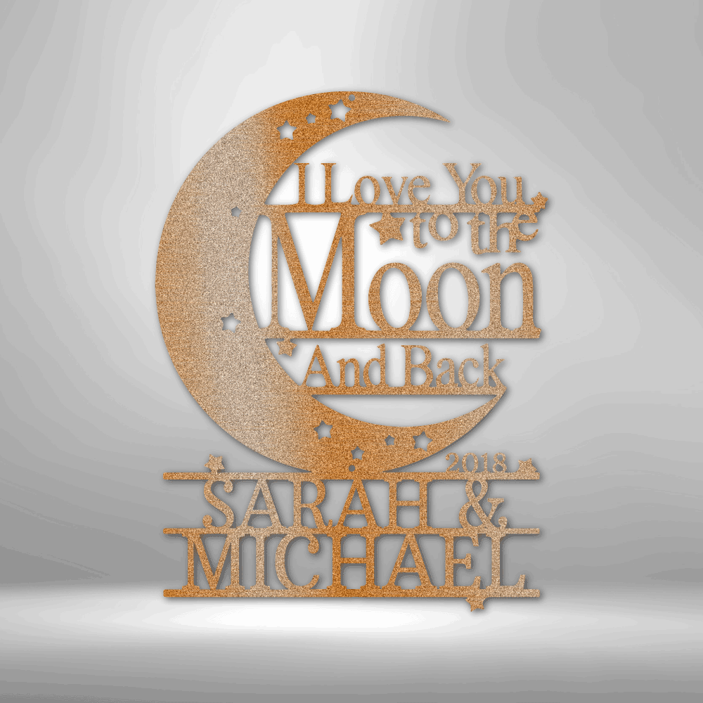 Personalized Moon and Back Monogram Steel Sign Steel Art Wall Metal Decor-Express Your Love Gifts