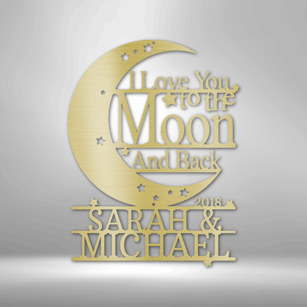 Personalized Moon and Back Monogram Steel Sign Steel Art Wall Metal Decor-Express Your Love Gifts