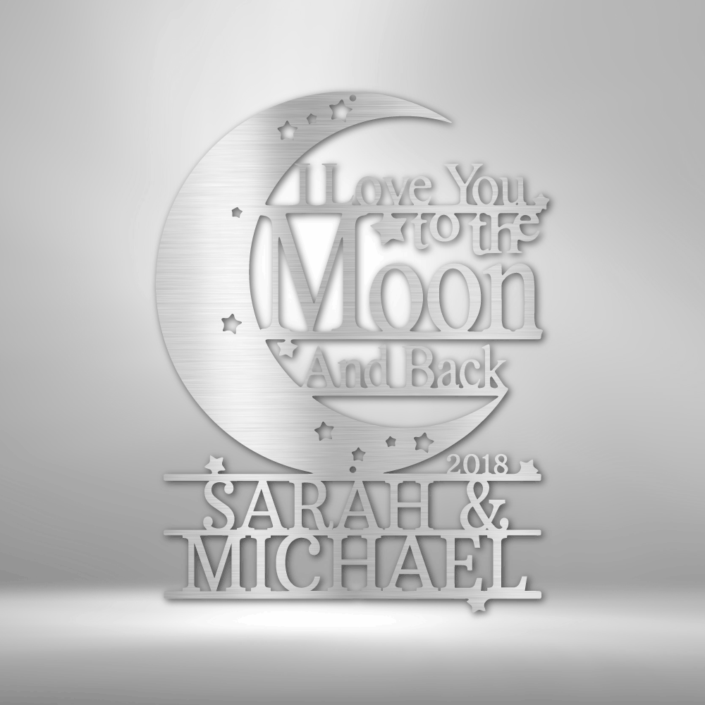 Personalized Moon and Back Monogram Steel Sign Steel Art Wall Metal Decor-Express Your Love Gifts