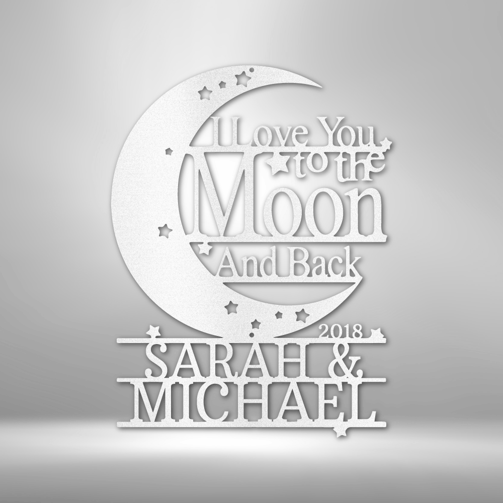 Personalized Moon and Back Monogram Steel Sign Steel Art Wall Metal Decor-Express Your Love Gifts