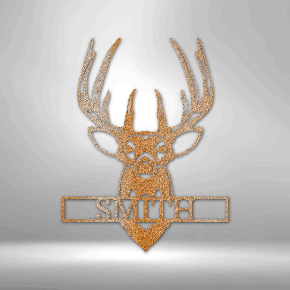 Personalized Buck Mount Monogram Steel Sign Steel Art Wall Metal Decor-Express Your Love Gifts