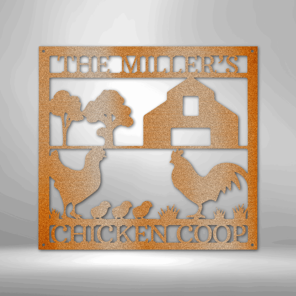 Personalized Chicken Coop Monogram Steel Sign Steel Art Wall Metal Decor-Express Your Love Gifts