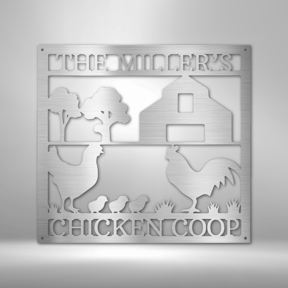 Personalized Chicken Coop Monogram Steel Sign Steel Art Wall Metal Decor-Express Your Love Gifts