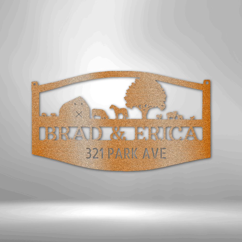 Personalized Farm Scene Monogram Steel Sign Steel Art Wall Metal Decor-Express Your Love Gifts