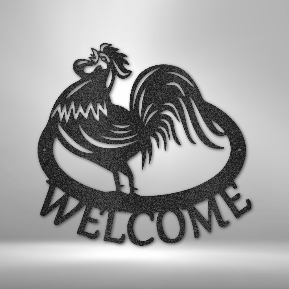 Welcome Rooster Steel Sign Steel Art Wall Metal Decor-Express Your Love Gifts