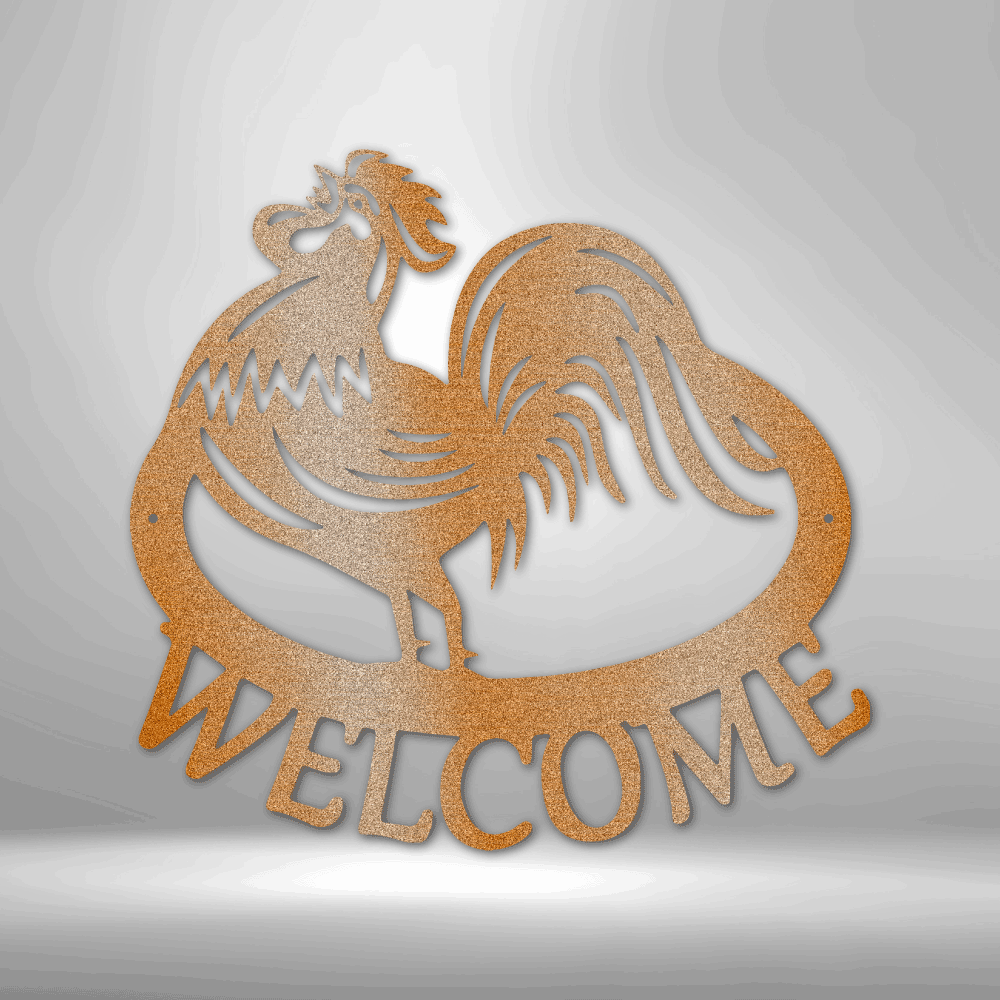 Welcome Rooster Steel Sign Steel Art Wall Metal Decor-Express Your Love Gifts