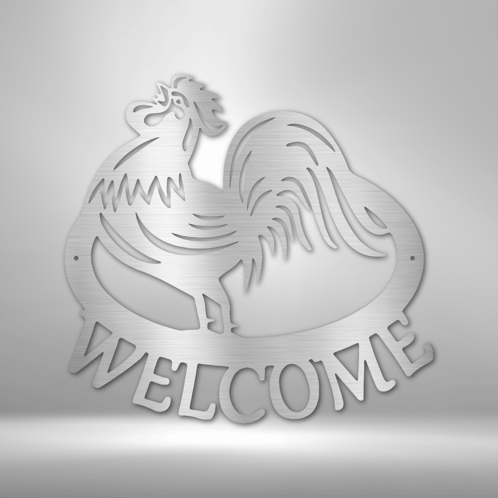 Welcome Rooster Steel Sign Steel Art Wall Metal Decor-Express Your Love Gifts