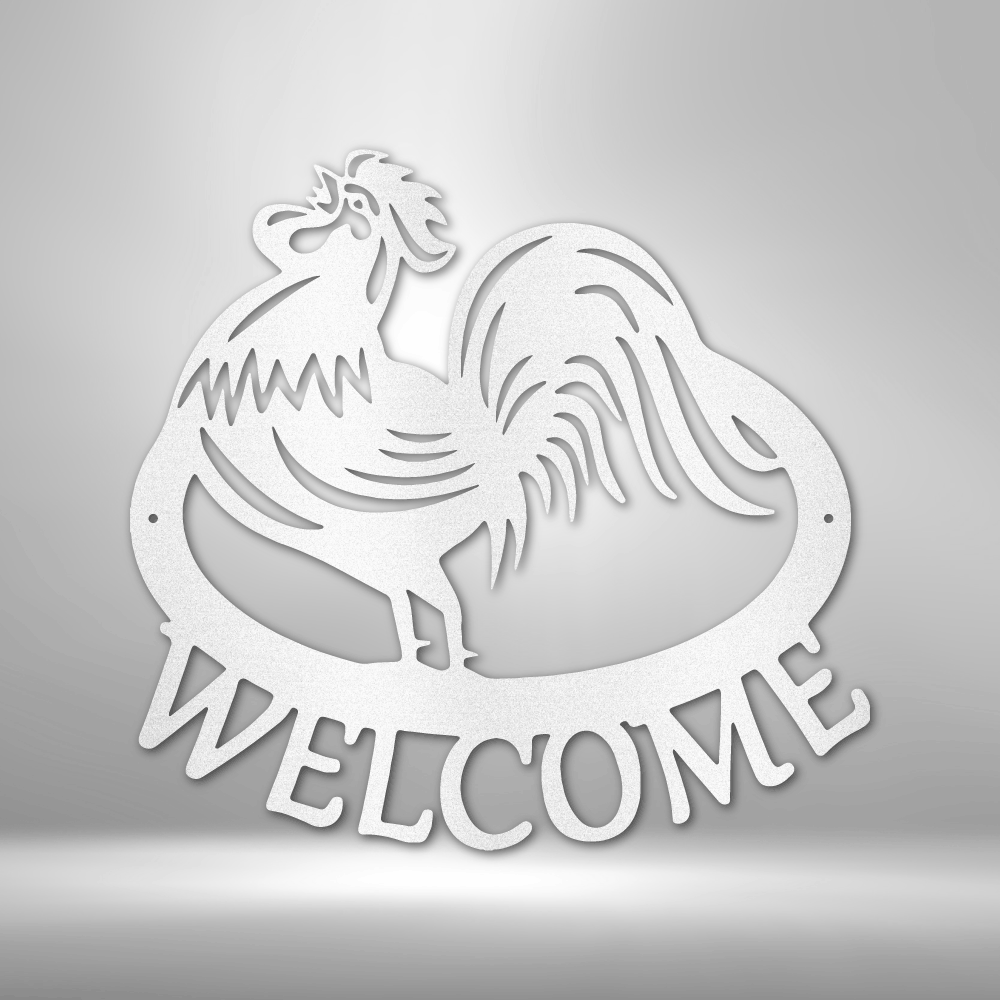 Welcome Rooster Steel Sign Steel Art Wall Metal Decor-Express Your Love Gifts