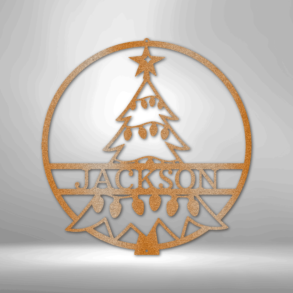 Personalized Christmas Tree Monogram Steel Sign Steel Art Wall Metal Decor-Express Your Love Gifts