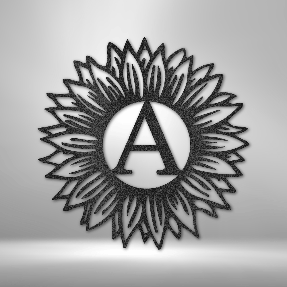 Personalized Sunflower Initial Steel Sign Steel Art Wall Metal Decor-Express Your Love Gifts