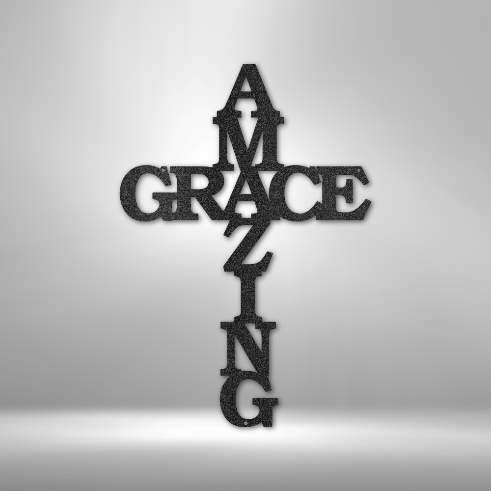 Scripture Walls Amazing Grace Cross Steel Sign Steel Art Wall Metal Decor-Express Your Love Gifts