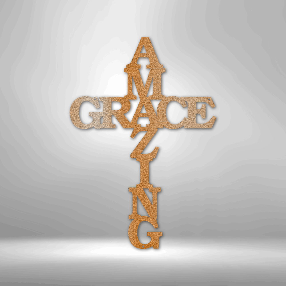 Scripture Walls Amazing Grace Cross Steel Sign Steel Art Wall Metal Decor-Express Your Love Gifts