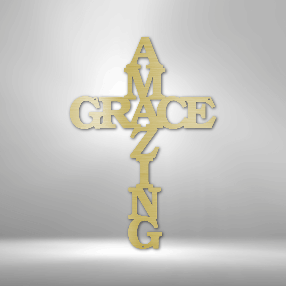 Scripture Walls Amazing Grace Cross Steel Sign Steel Art Wall Metal Decor-Express Your Love Gifts