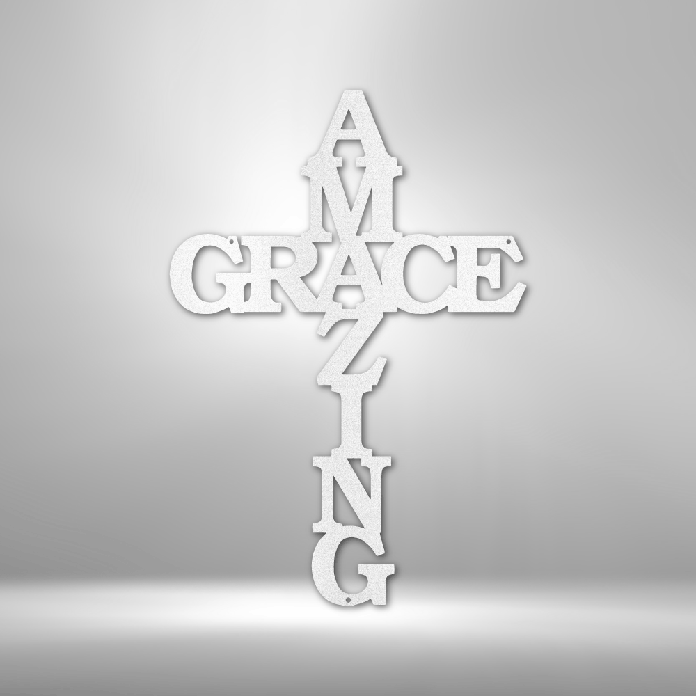 Scripture Walls Amazing Grace Cross Steel Sign Steel Art Wall Metal Decor-Express Your Love Gifts