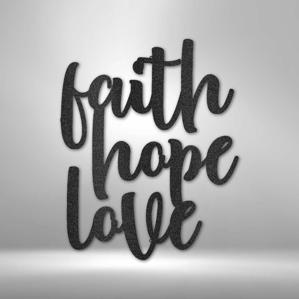 Faith Hope Love Script Steel Sign Steel Art Wall Metal Decor-Express Your Love Gifts