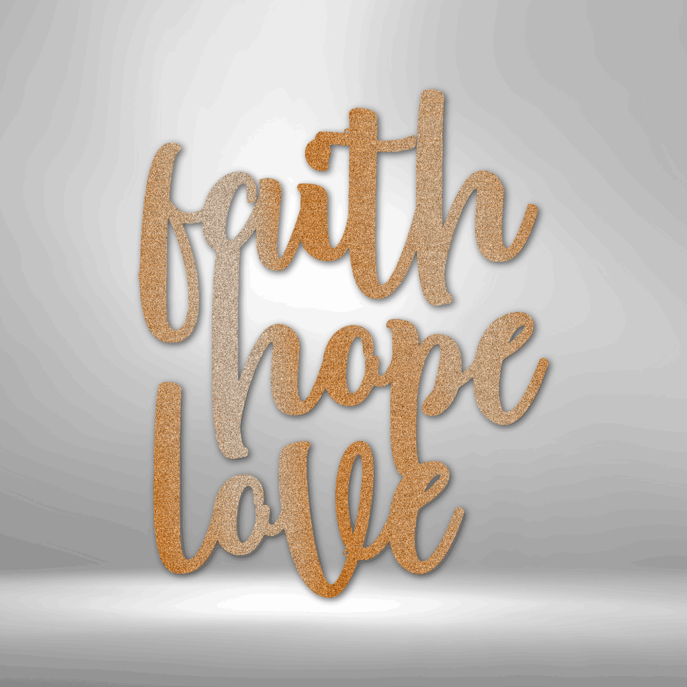 Faith Hope Love Script Steel Sign Steel Art Wall Metal Decor-Express Your Love Gifts