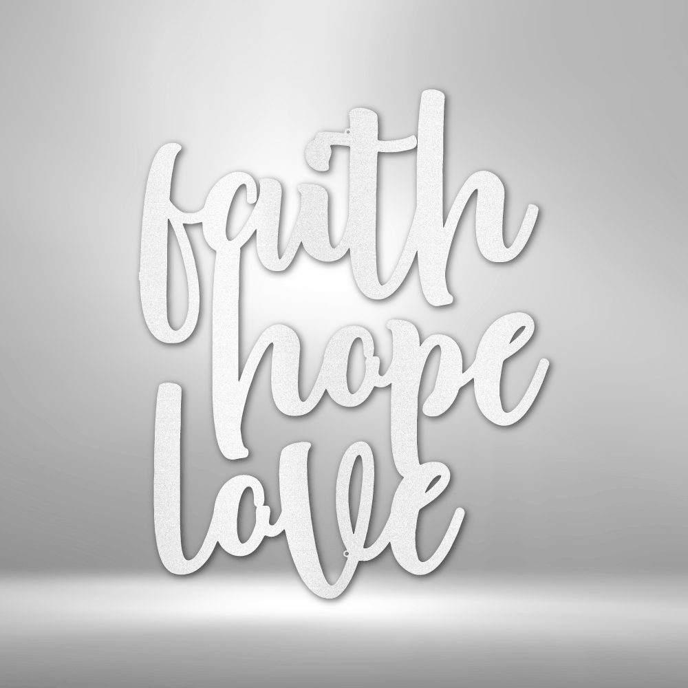 Faith Hope Love Script Steel Sign Steel Art Wall Metal Decor-Express Your Love Gifts