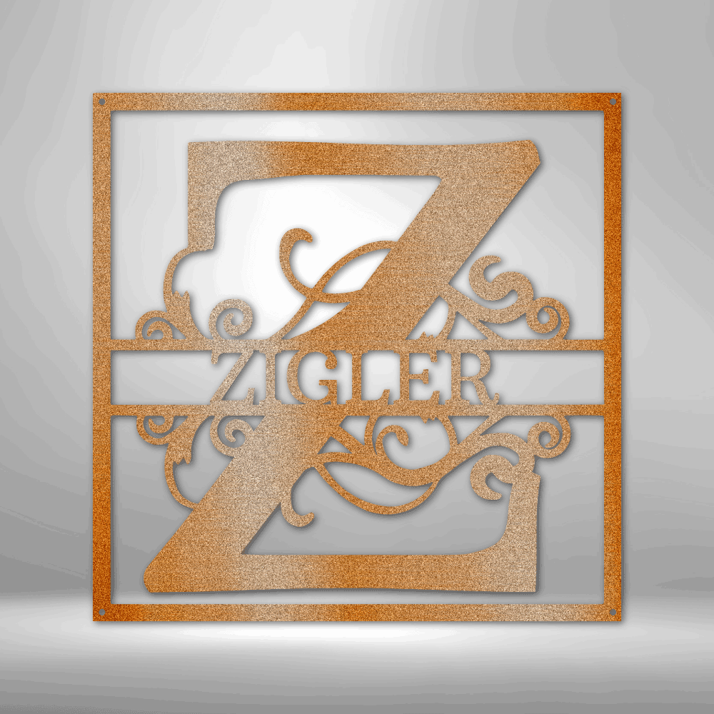 Personalized Split Square Monogram Steel Sign Steel Art Wall Metal Decor-Express Your Love Gifts