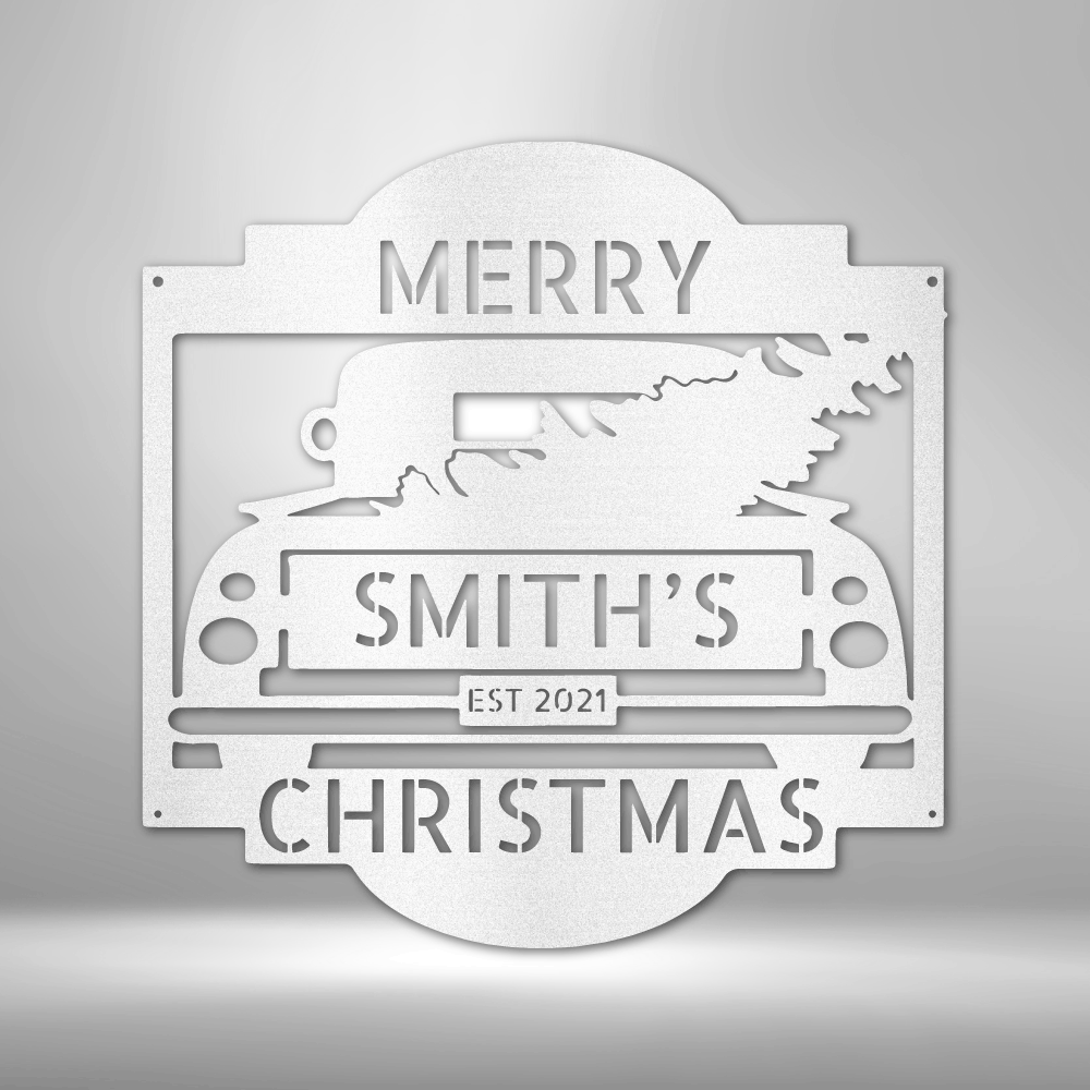 Personalized Christmas Truck Monogram Steel Sign Steel Art Wall Metal Decor-Express Your Love Gifts