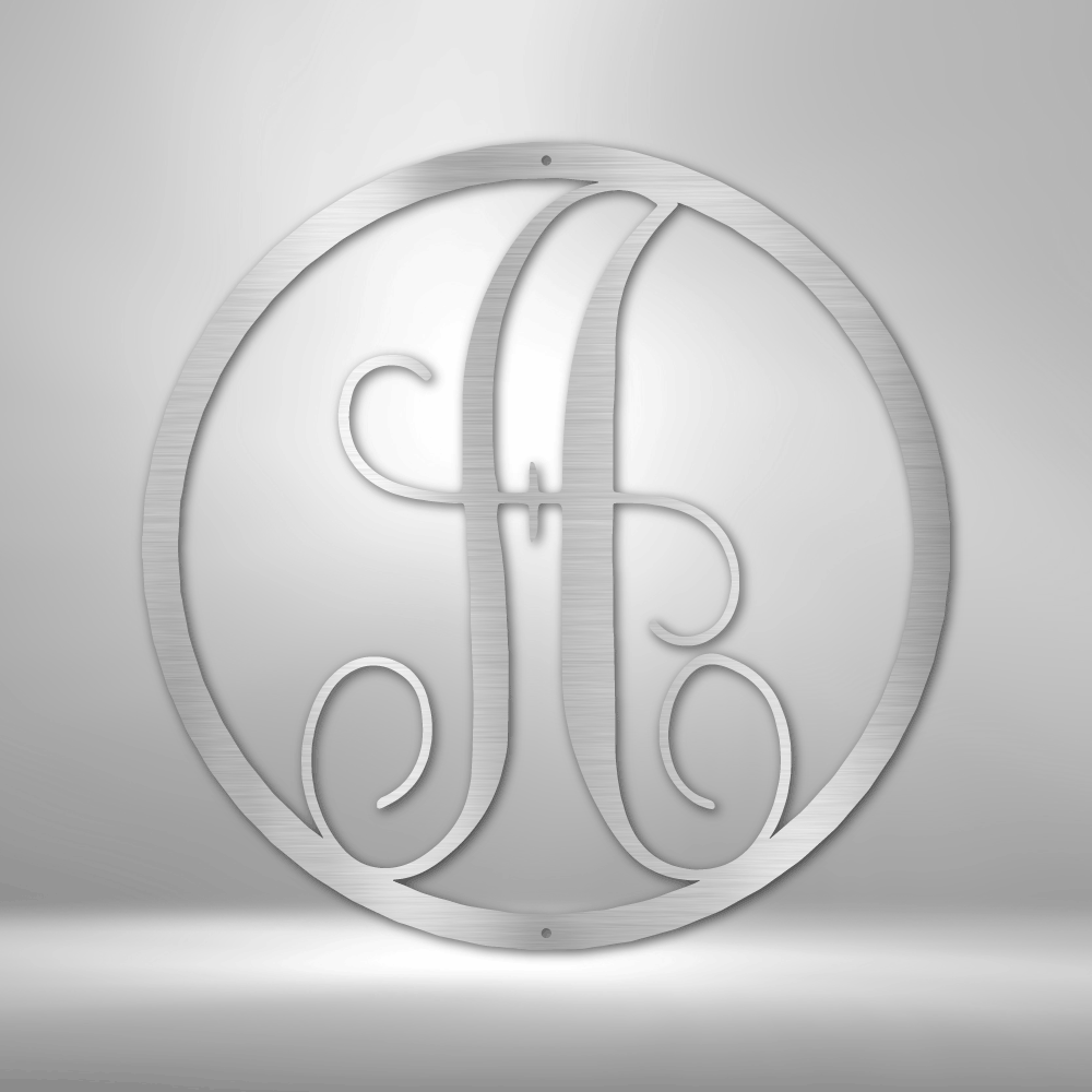 Personalized Fancy Initial Circle Monogram Steel sign-Express Your Love Gifts