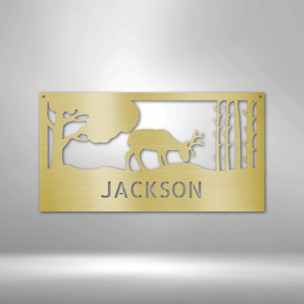 Personalized Grazing Deer Monogram Steel Sign Steel Art Wall Metal Decor-Express Your Love Gifts