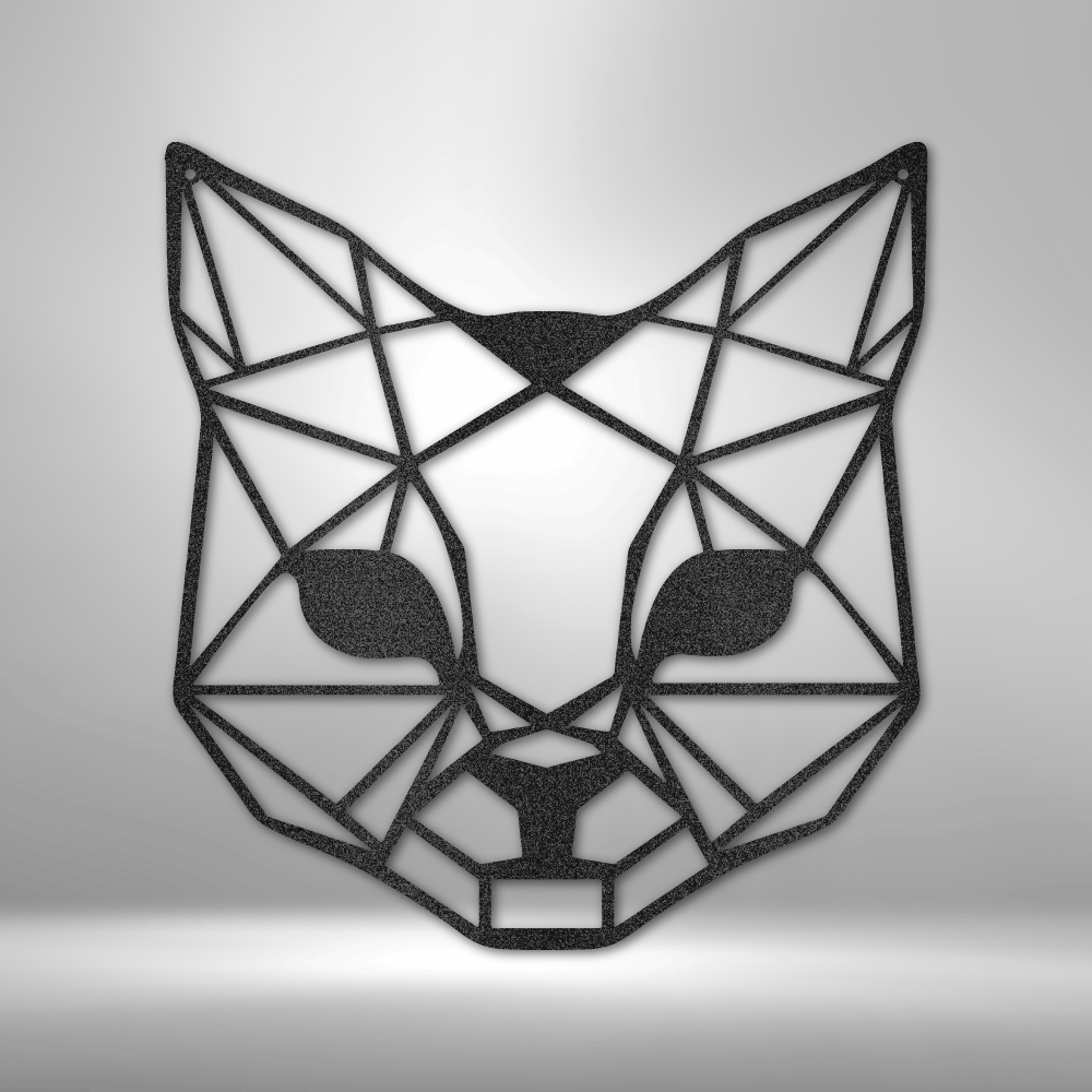 Geometric Cat Steel Sign Steel Art Wall Metal Decor-Express Your Love Gifts