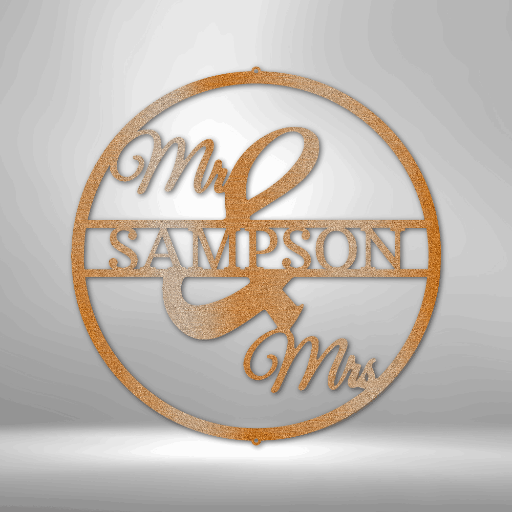 Personalized Mr and Mrs Circle Monogram Steel Sign Steel Art Wall Metal Decor-Express Your Love Gifts