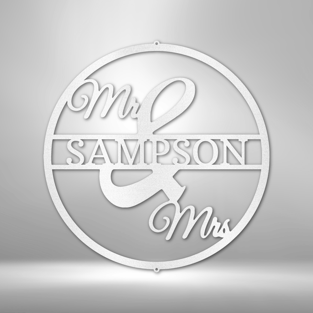 Personalized Mr and Mrs Circle Monogram Steel Sign Steel Art Wall Metal Decor-Express Your Love Gifts