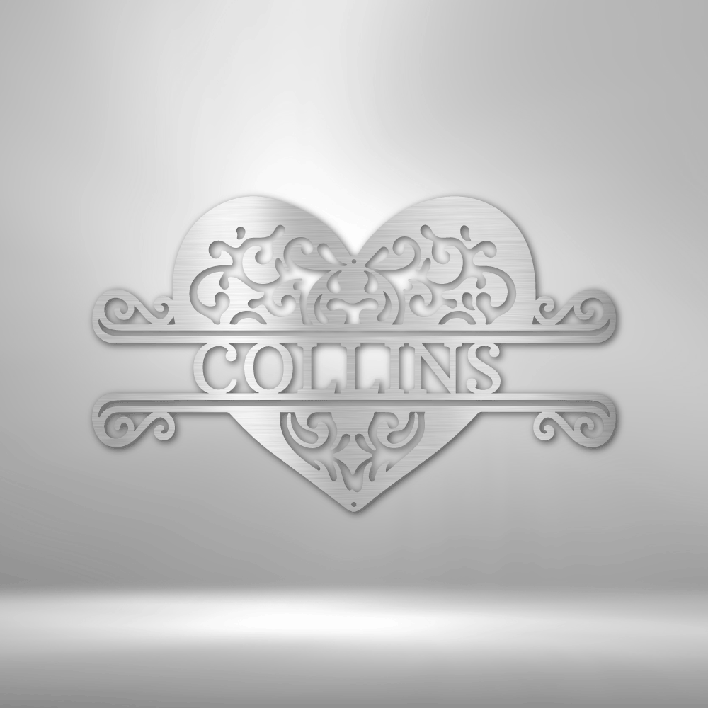 Personalized Fancy Heart Monogram Steel Sign Steel Art Wall Metal Decor-Express Your Love Gifts