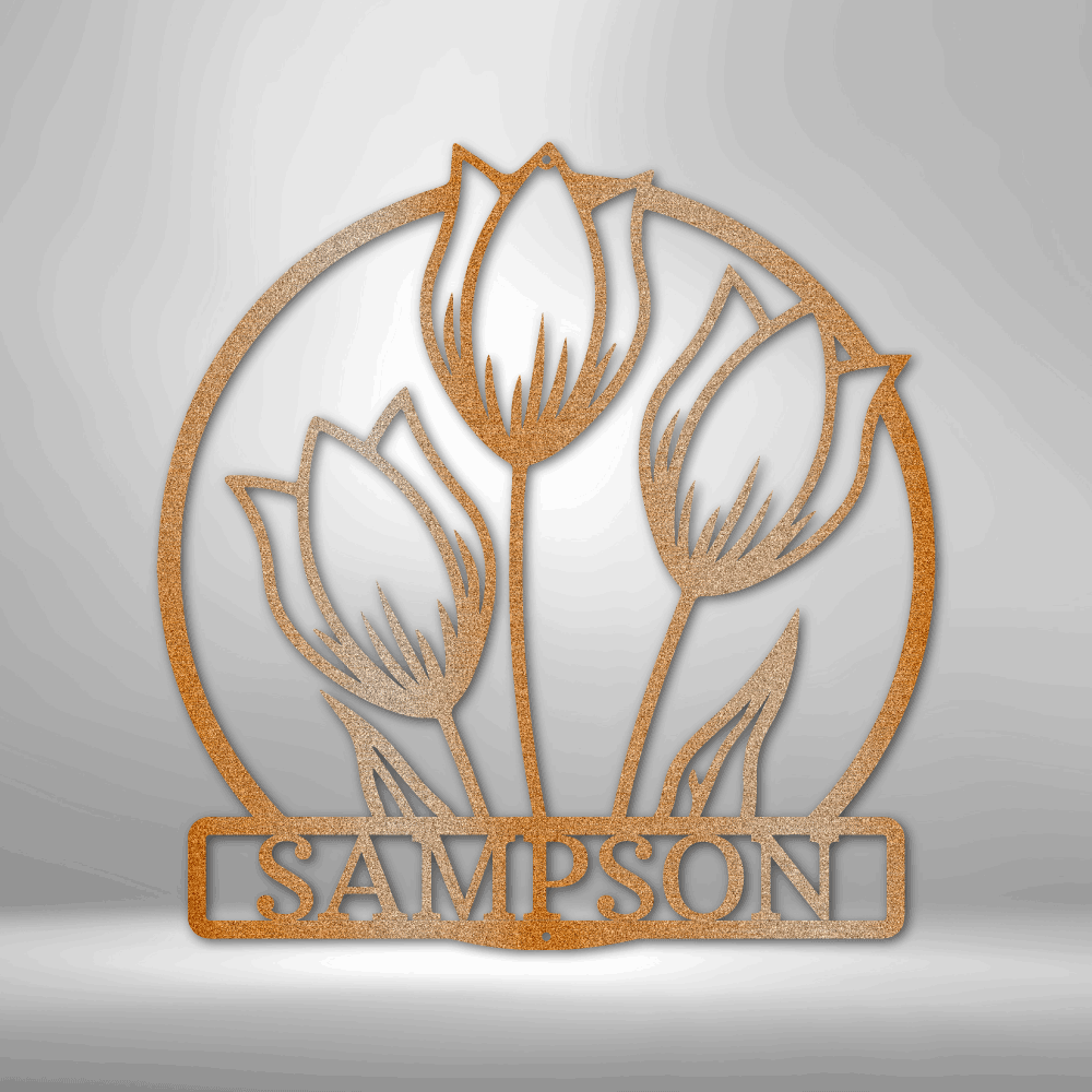 Personalized Wild Tulip Monogram Steel Sign Steel Art Wall Metal Decor-Express Your Love Gifts