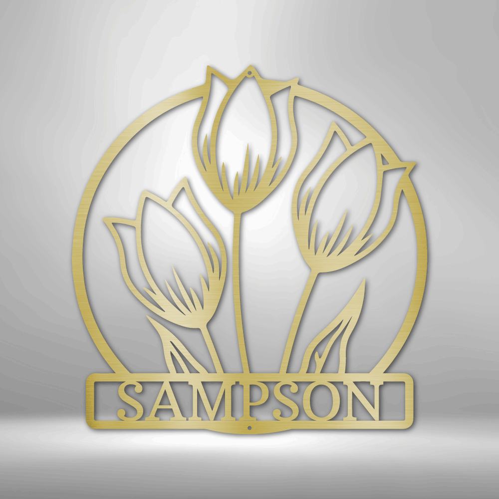 Personalized Wild Tulip Monogram Steel Sign Steel Art Wall Metal Decor-Express Your Love Gifts