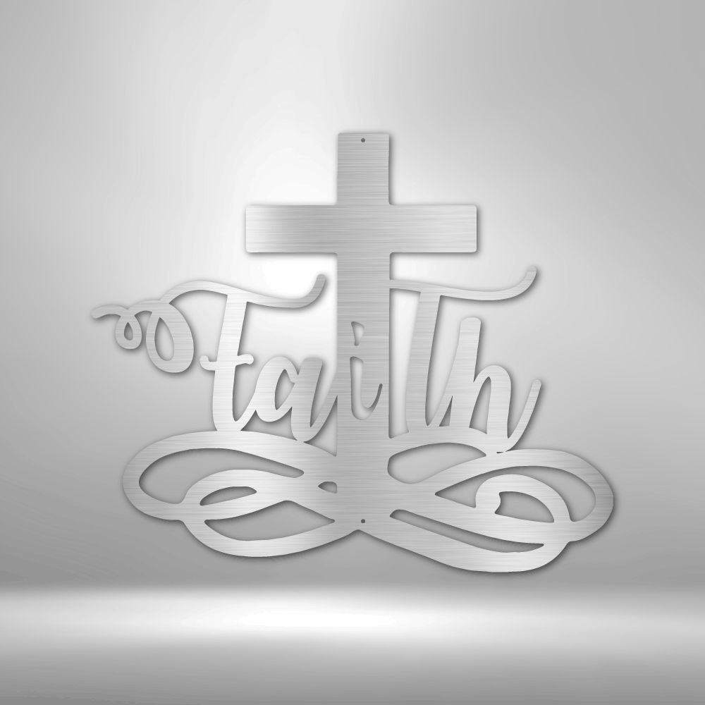 Scripture Walls Faith in Christ Cross Steel Sign Steel Art Wall Metal Decor-Express Your Love Gifts