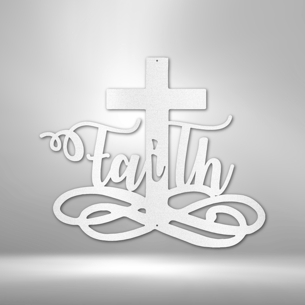 Scripture Walls Faith in Christ Cross Steel Sign Steel Art Wall Metal Decor-Express Your Love Gifts