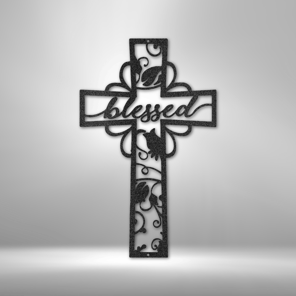 Scripture Walls Blessed Cross Steel Sign Steel Art Wall Metal Decor-Express Your Love Gifts