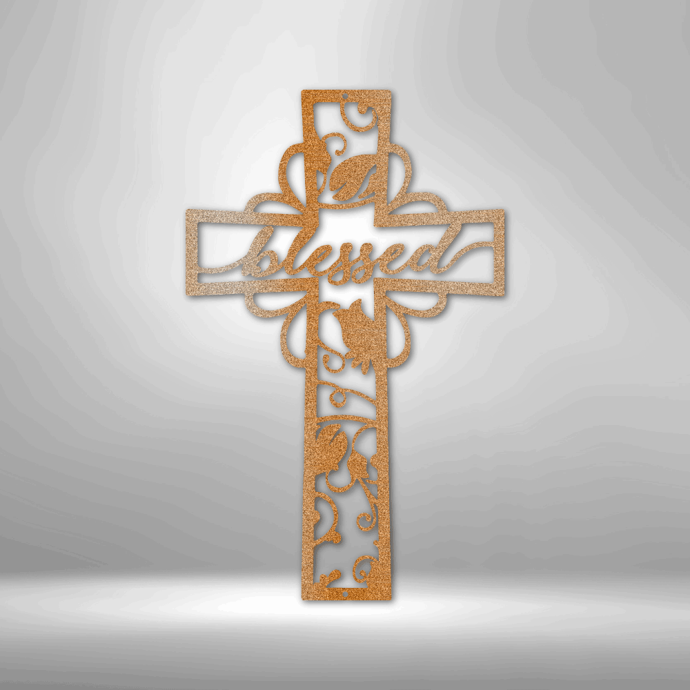 Scripture Walls Blessed Cross Steel Sign Steel Art Wall Metal Decor-Express Your Love Gifts