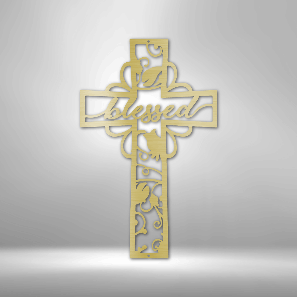 Scripture Walls Blessed Cross Steel Sign Steel Art Wall Metal Decor-Express Your Love Gifts