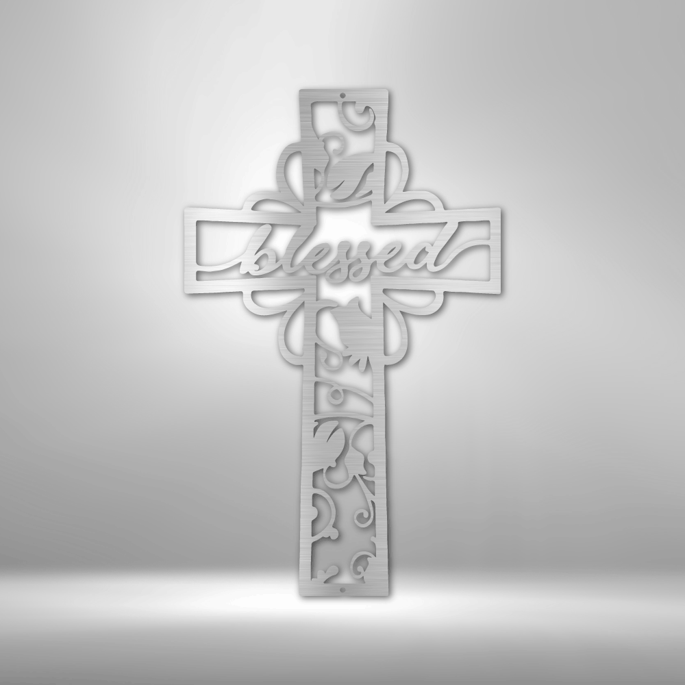 Scripture Walls Blessed Cross Steel Sign Steel Art Wall Metal Decor-Express Your Love Gifts