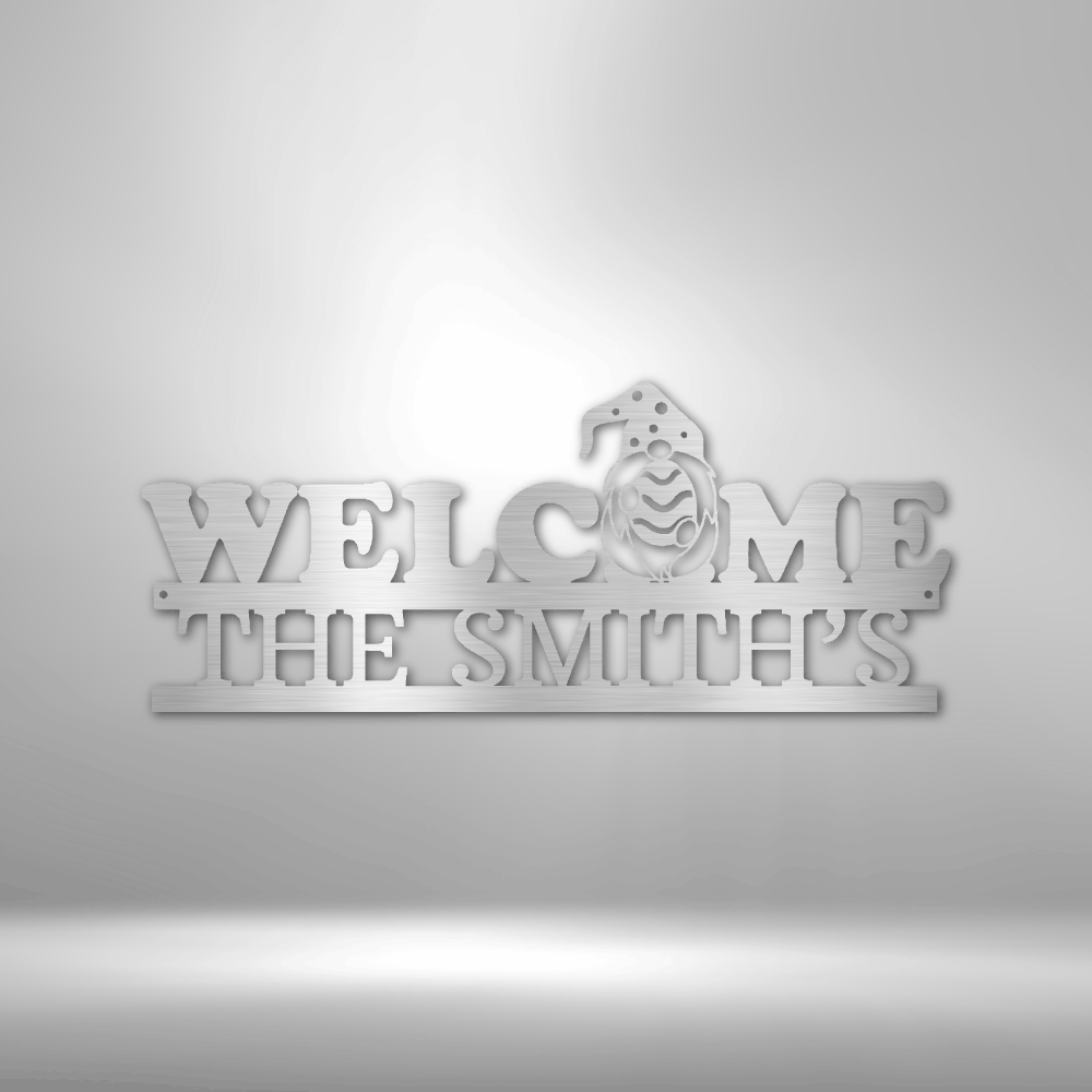 Personalized Welcome Gnome Monogram Steel Sign Steel Art Wall Metal Decor-Express Your Love Gifts