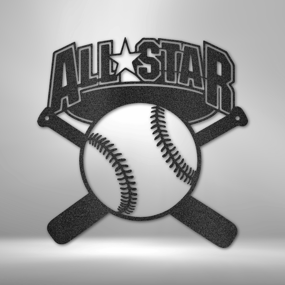 All Star Baseball Fan Steel Sign Steel Art Wall Metal Decor Art Wall Metal Decor-Express Your Love Gifts