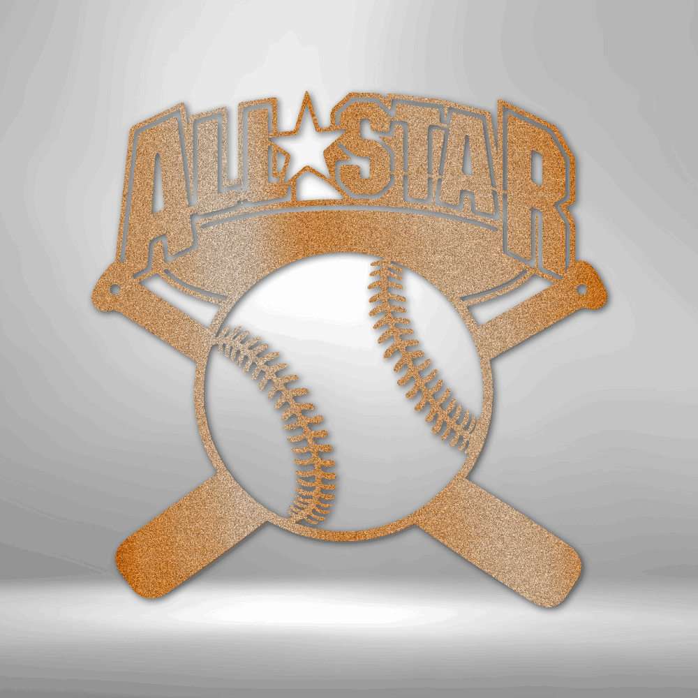All Star Baseball Fan Steel Sign Steel Art Wall Metal Decor Art Wall Metal Decor-Express Your Love Gifts