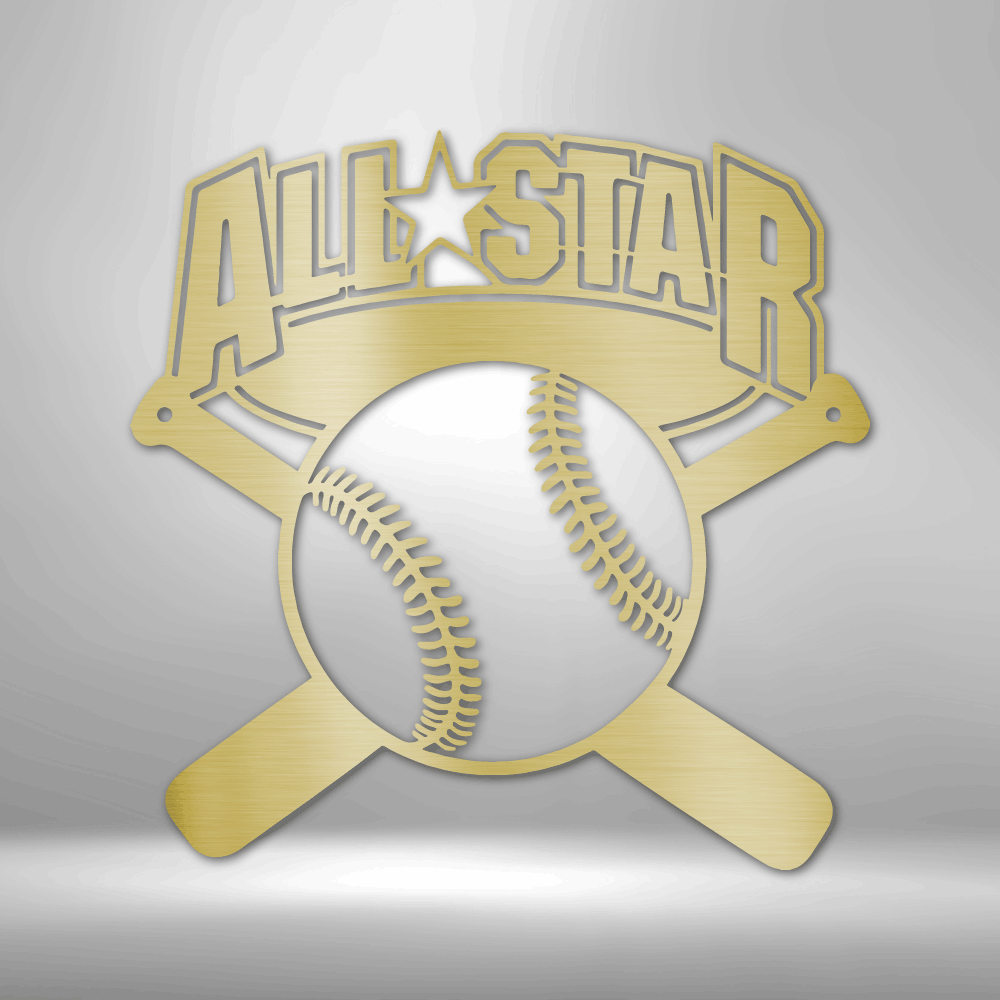 All Star Baseball Fan Steel Sign Steel Art Wall Metal Decor Art Wall Metal Decor-Express Your Love Gifts