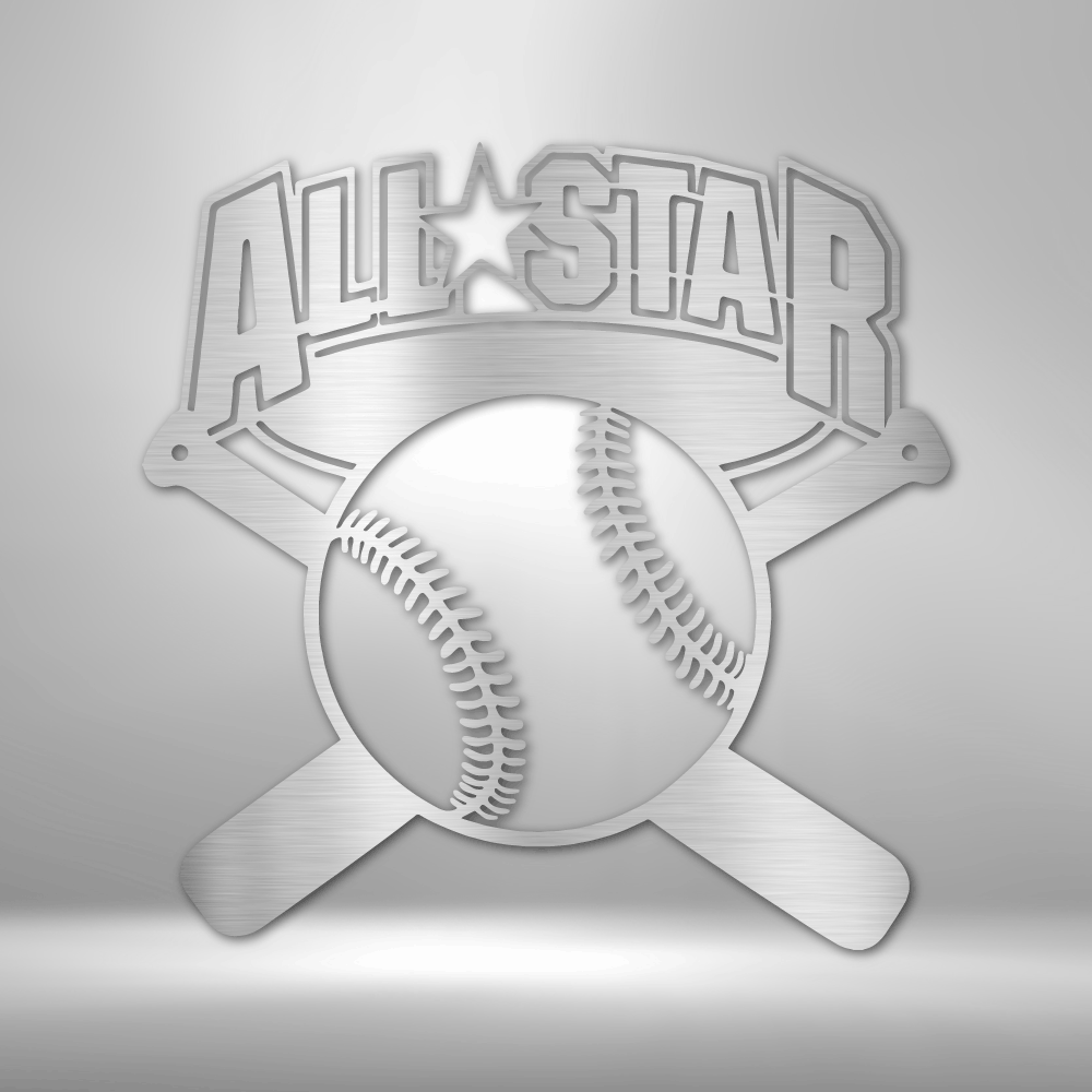 All Star Baseball Fan Steel Sign Steel Art Wall Metal Decor Art Wall Metal Decor-Express Your Love Gifts