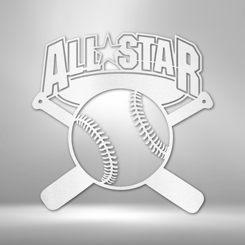 All Star Baseball Fan Steel Sign Steel Art Wall Metal Decor Art Wall Metal Decor-Express Your Love Gifts