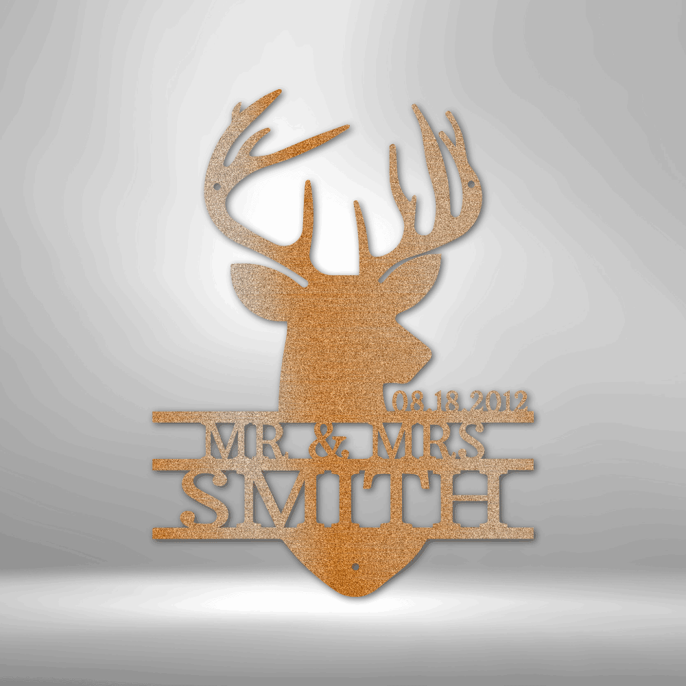 Personalized Deer Head Monogram Steel Sign Steel Art Wall Metal Decor-Express Your Love Gifts