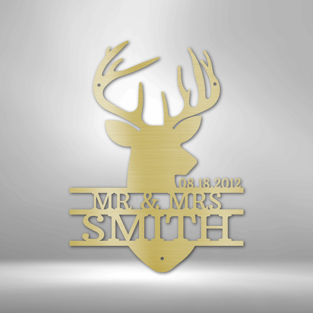 Personalized Deer Head Monogram Steel Sign Steel Art Wall Metal Decor-Express Your Love Gifts