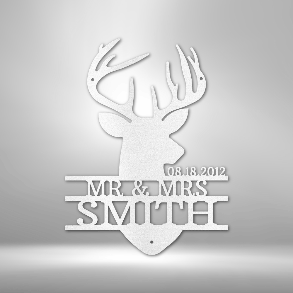 Personalized Deer Head Monogram Steel Sign Steel Art Wall Metal Decor-Express Your Love Gifts