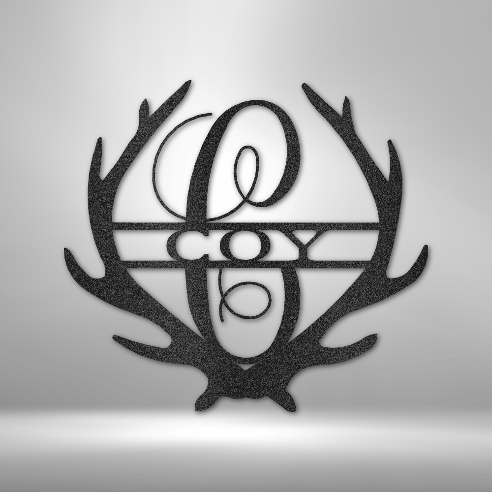 Personalized Antler Monogram Steel Sign Steel Art Wall Metal Decor-Express Your Love Gifts