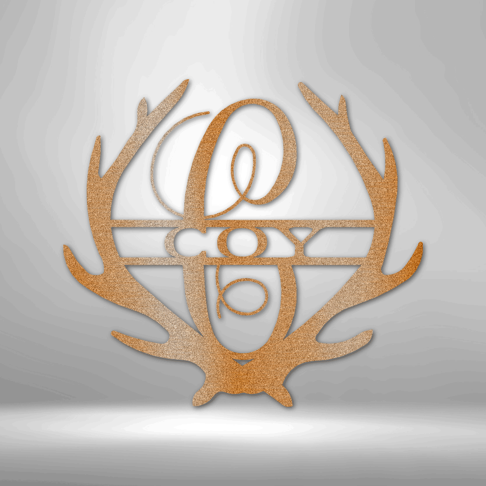 Personalized Antler Monogram Steel Sign Steel Art Wall Metal Decor-Express Your Love Gifts